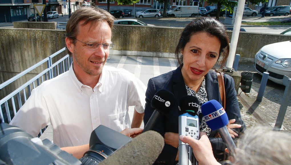 Ecolo chairman Patrick Dupriez and Ecolo co-chairwoman Zakia Khattabi talk to the press ahead of a meeting between the chairmen of French-speaking Christian democrat humanist cdH and French-speaking ecologists Ecolo in Namur, Thursday 22 June 2017. cdH invited other parties to find new majorities without socialists in regional governments. BELGA PHOTO BRUNO FAHY