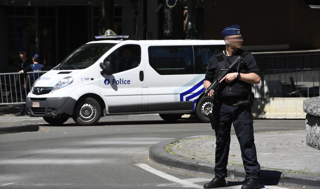 Illustration picture shows a police as part of the many special security measures with the presence of President of The United States of America in Brussels, Thursday 25 May 2017. President Trump is on a two day visit to Belgium, to attend a NATO (North Atlantic Treaty Organization) summit on Thursday. BELGA PHOTO YORICK JANSENS