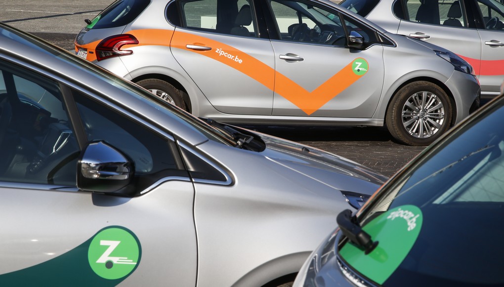 The logo of zipcar pictured at the launch of Zipcar, a car sharing in free-floating in Brussels, Wednesday 14 September 2016. BELGA PHOTO THIERRY ROGE
