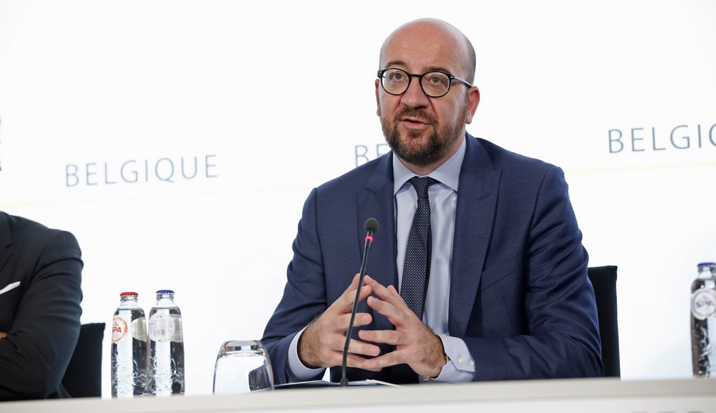 Belgian Prime Minister Charles Michel pictured during a press conference after a meeting of the security council in Brussels, Wednesday 21 June 2017. Yesterday a small explosion occurred in the 'Brussels Central - Bruxelles-Central - Brussel-Centraal' train station. The suspected terrorist was shot dead on the scene, according to the first information he is the only victim of the incident.  BELGA PHOTO BRUNO FAHY
