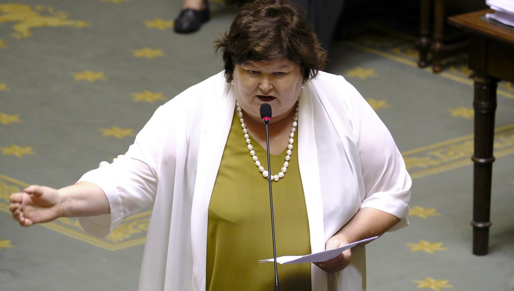 Minister of Health and Social Affairs Maggie De Block pictured during a plenary session of the Chamber at the Federal Parliament in Brussels, Thursday 06 July 2017. BELGA PHOTO NICOLAS MAETERLINCK