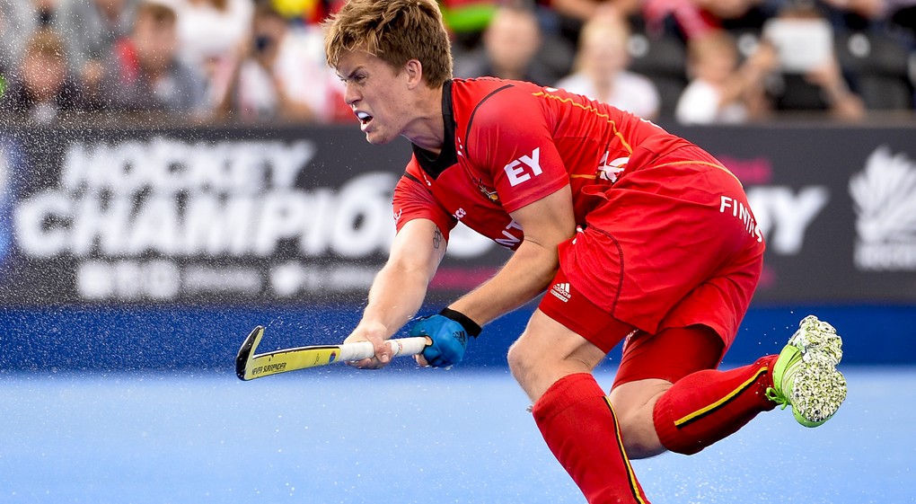 20150822 - LONDON, UNITED KINGDOM: Belgium's Tom Boon pictured in action during a hockey game between France and Belgium's Red Lions at the men's EuroHockey Championships 2015 during the Group stage of group B, Saturday 22 August 2015, in London, United Kingdom. BELGA PHOTO DIRK WAEM
