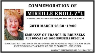Un hommage à Mireille Knoll rendu ce mercredi soir devant l’Ambassade de France