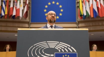 Le premier ministre belge Charles Michel délivre un speech concernant le future de l'Union Européenne