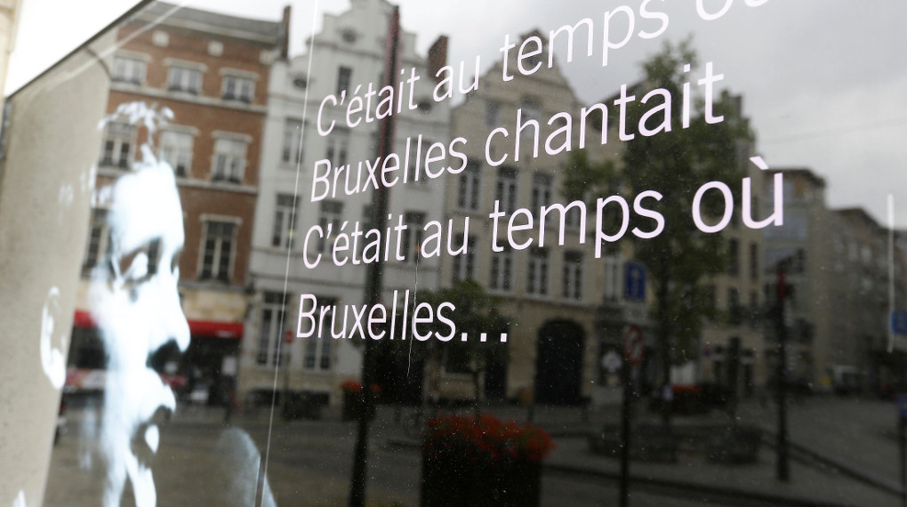 Vitrine avec Jacques Brel à Bruxelles