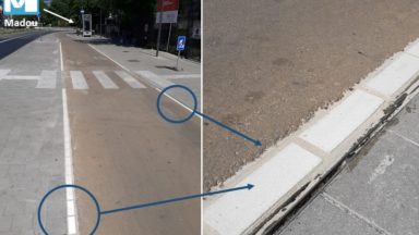 Un dispositif testé pour mieux séparer les pistes cyclables des trottoirs à Madou