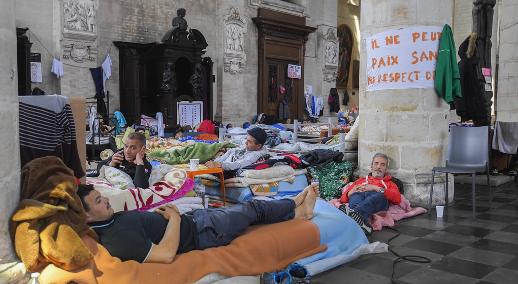 Sans-papiers Grève de la faim Église du Béguinage - Belga Laurie Dieffembacq