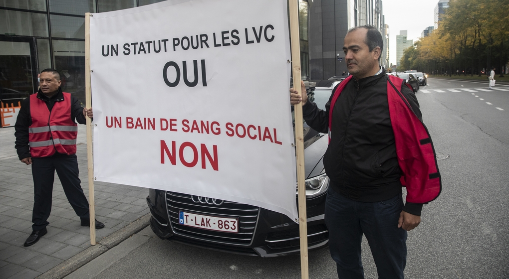 Manifestation Chauffeurs LVC Uber 30092021 - Photo 2 - Belga Hatim Kaghat