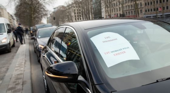 Manifestation chauffeurs LVC Uber Mars 2021 - Belga Paul-Henri Verlooy