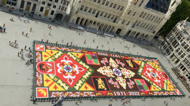 Le tapis de fleurs miniature recouvre déjà le sol de la Grand-Place à Mini-Europe
