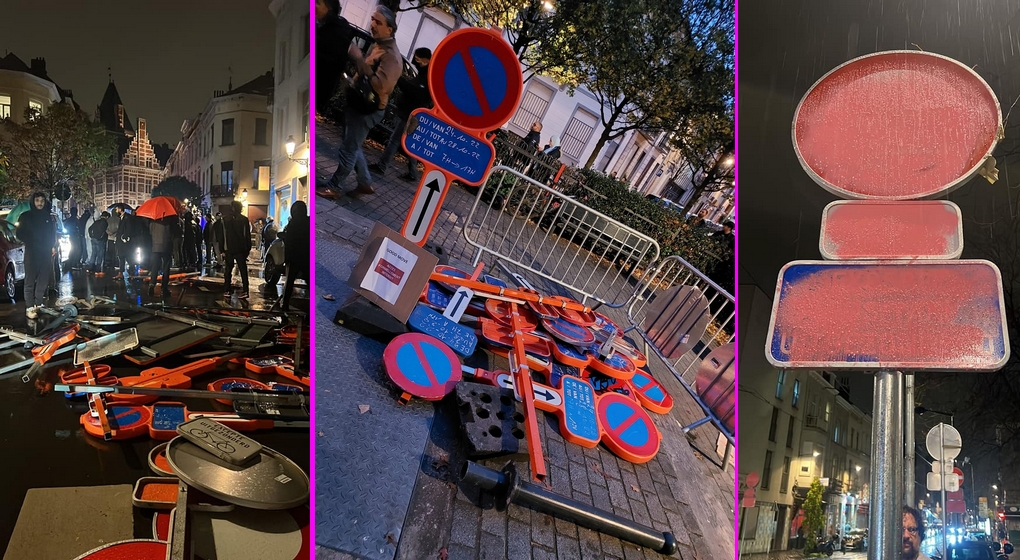 Good Move à Schaerbeek : des manifestants démontent la signalisation, le  mobilier urbain réinstallé ce mardi - BX1