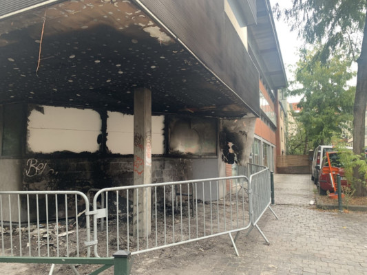 La façade de molengeek détruite par un incendie - Photo : BX1