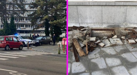 Une explosion endommage le trottoir à Ixelles - Photos : BX1/Siamu Bruxelles