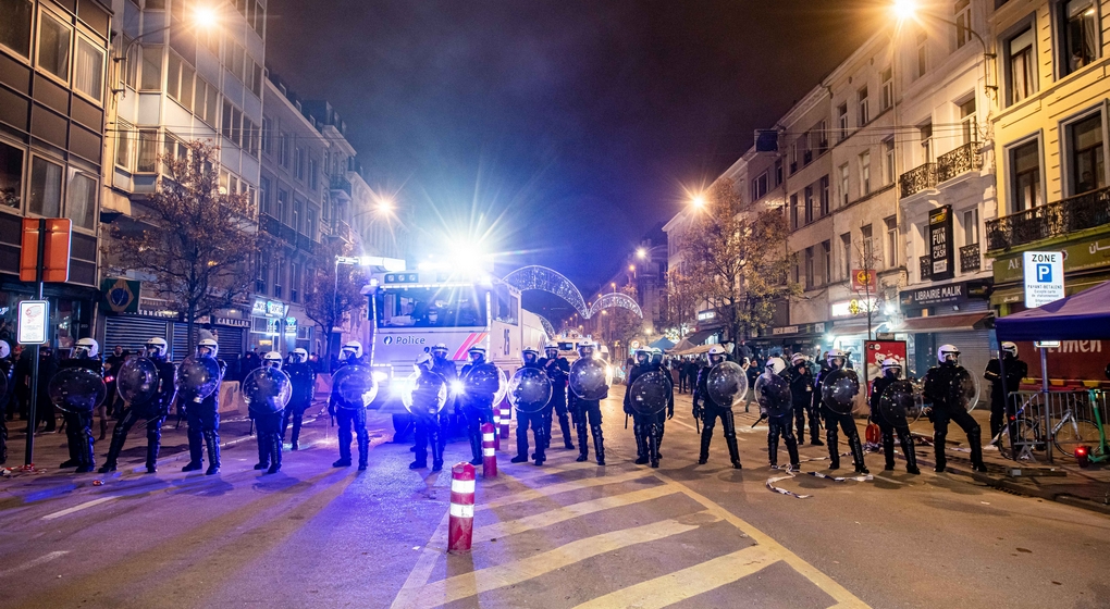 Police Bruxelles Manifestations Coupe du monde 2022 - Belga Jonas Roosens