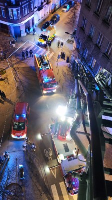 Incendie d'une immeuble squatté rue Kessels à Schaerbeek - Photo : SIAMU Bruxelles
