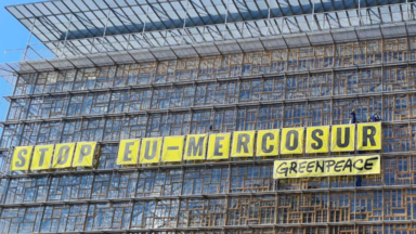 Greenpeace escalade le siège du Conseil européen pour contester l’accord UE-Mercosur
