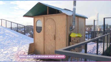 “Bruxelles ma bulle” : profiter d’un sauna mobile sur un rooftop, et sous la neige