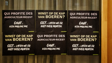 Des activistes de Greenpeace Belgique dénoncent les pressions subies par les agriculteurs