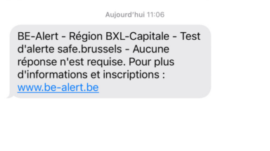 BE-Alert, le système d’alerte par SMS, a été testé ce jeudi en Région bruxelloise
