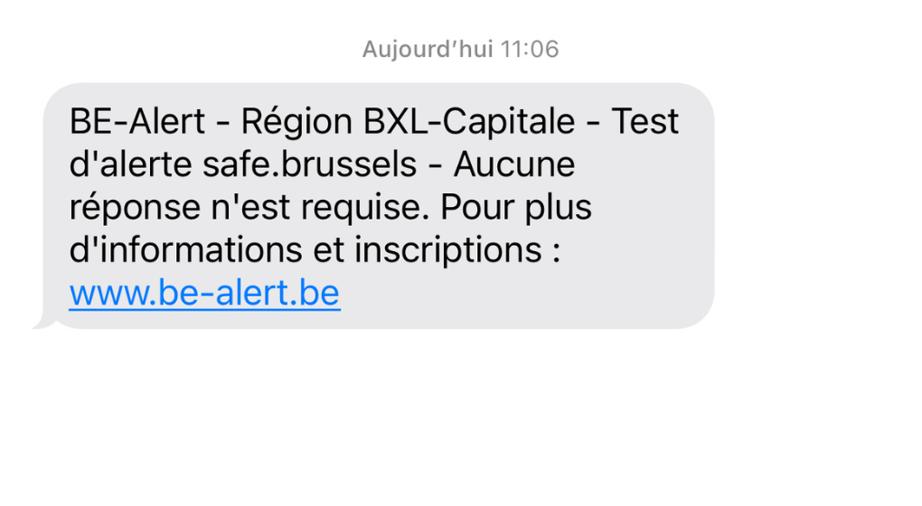 BE-Alert, the SMS alert system, was tested this Thursday in the Brussels Region