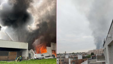 Gros incendie en cours à Leeuw-Saint-Pierre : les pompiers bruxellois conseillent de garder les portes et fenêtres fermées