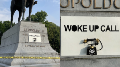La statue de Léopold II transformée en “scène de crime”