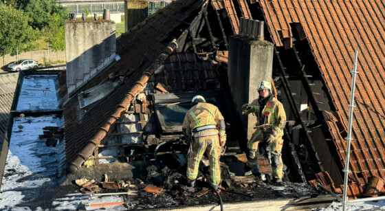 Incendie Molenbeek toit - Photo : SIAMU Bruxelles