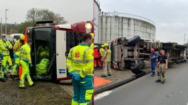 Haren : un camion se retrouve sur le flanc dans l’avenue Antoon Van Oss