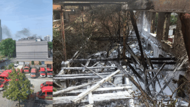 Épaisse fumée noire visible jeudi soir : un important incendie s’est déclaré dans un entrepôt désaffecté